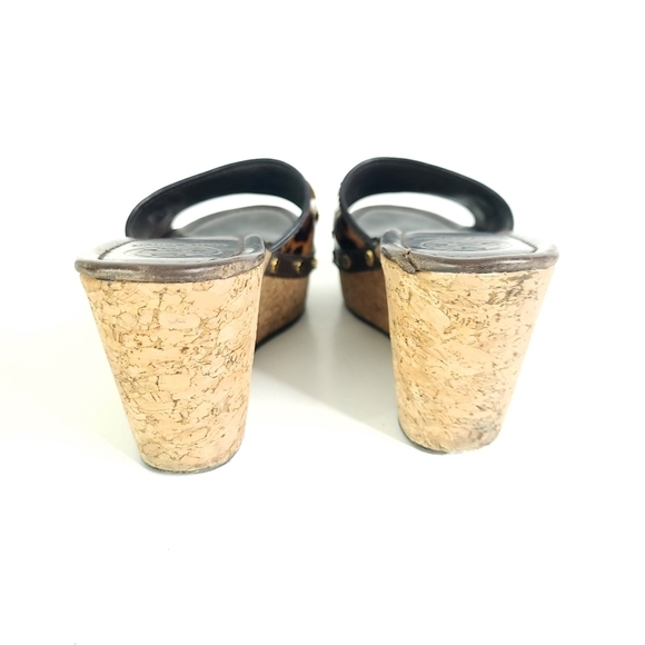 Tory Burch tortoise shell wedge slide sandals size 9.5 - Picture 7 of 11